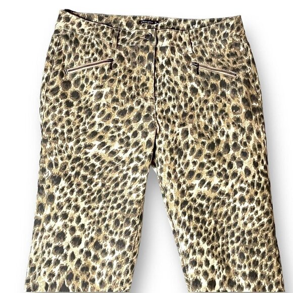 J McLaughlin Womens Baxter Safari Jean Sz 10 Tan Brown Animal Print Skinny Slim - Picture 4 of 10